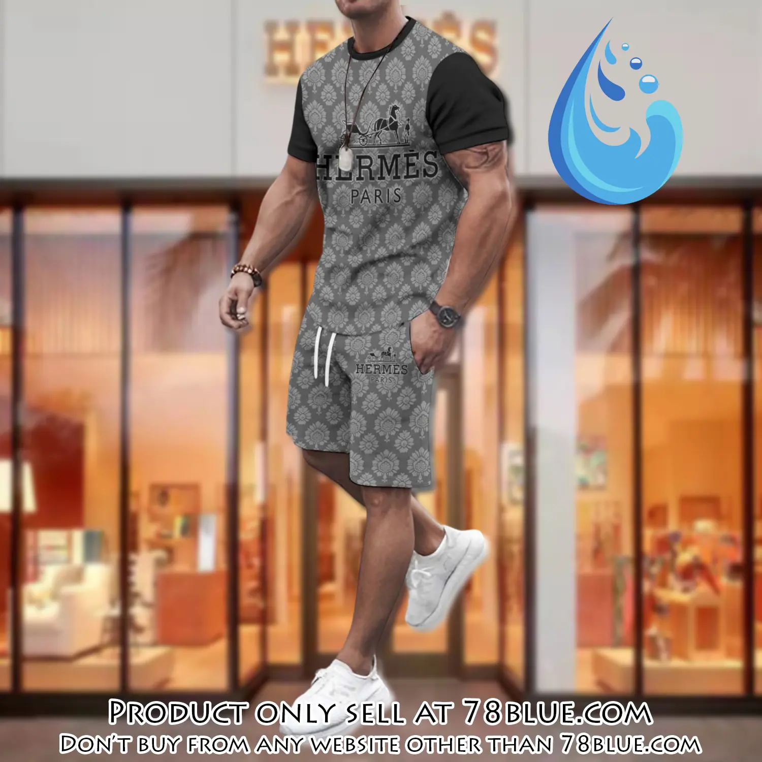 Hermes combo unisex tshirt & short limited luxury outfit cts1110 78b0940153